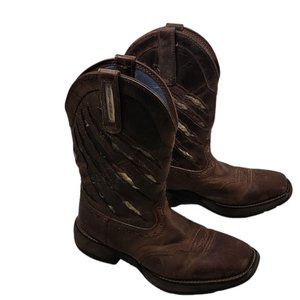 Shyanne Xero Gravity Flag brown leather square toe western boots Mens 9.5